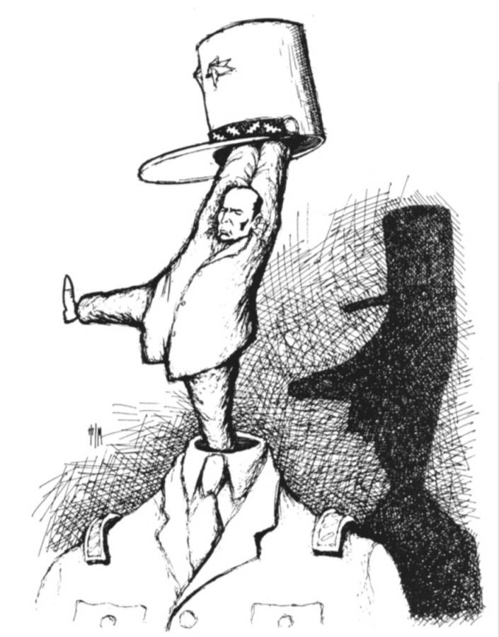 1984 16 mars L-Express Dessin de Tim Majorite que faire de gaulle Mitterrand.jpg